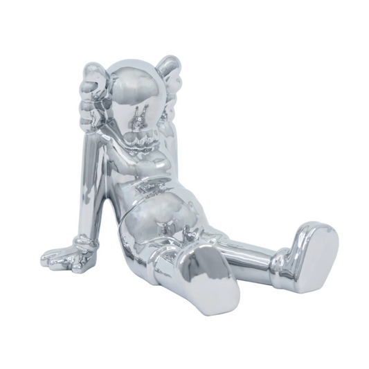 TYSON Sitting Clown Ceramic Sculpture Silver