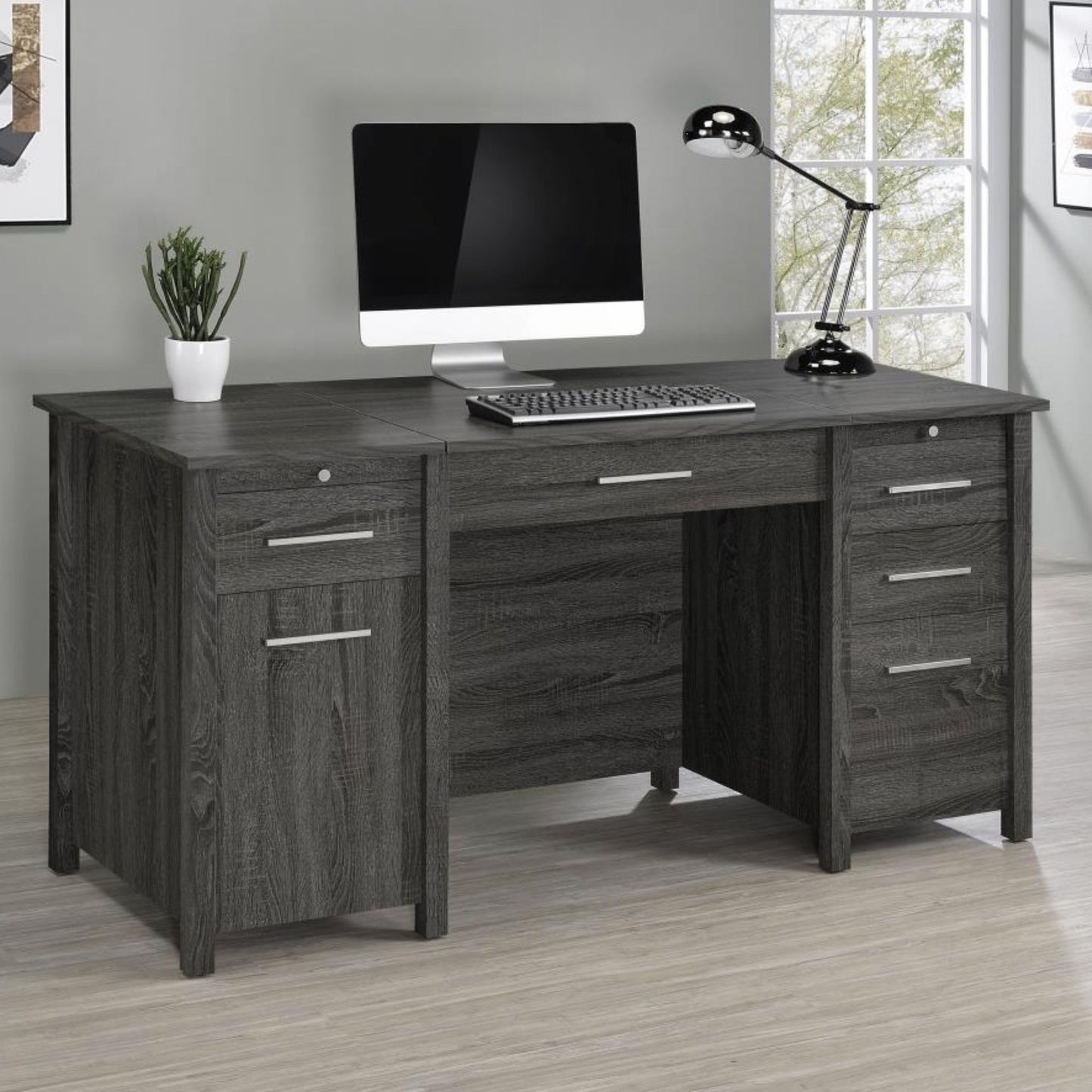 DYLAN 4-drawer Lift Top Office Desk Grey