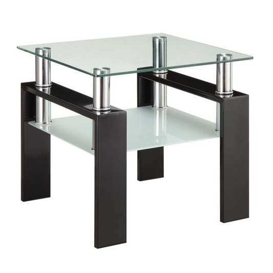Dyer Glass Top Side End Table Black