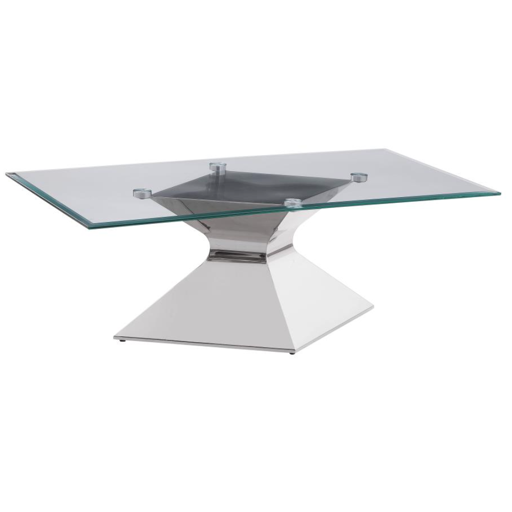 JENNY Glass Top Stainless Steel Coffee Table Chrome
