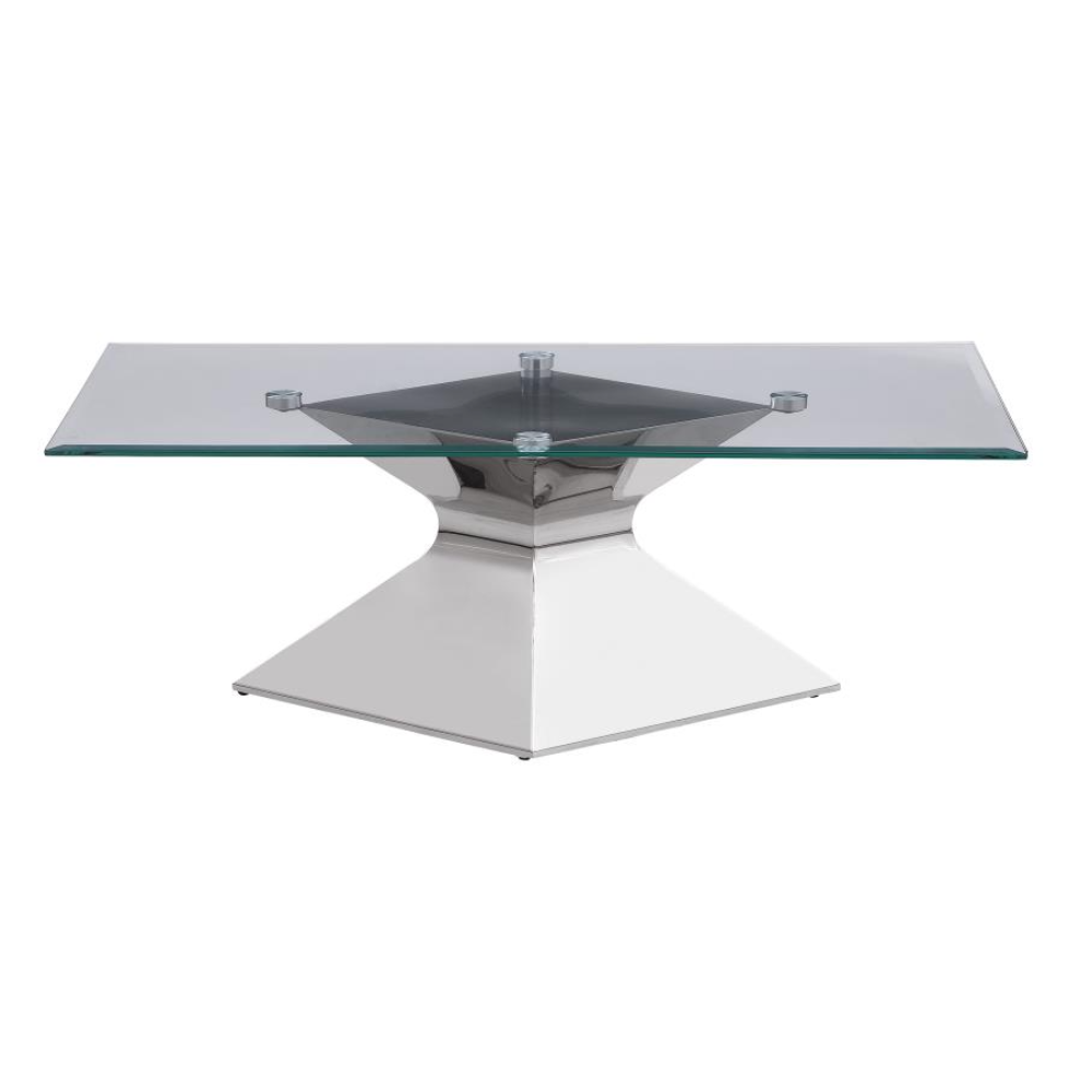 JENNY Glass Top Stainless Steel Coffee Table Chrome