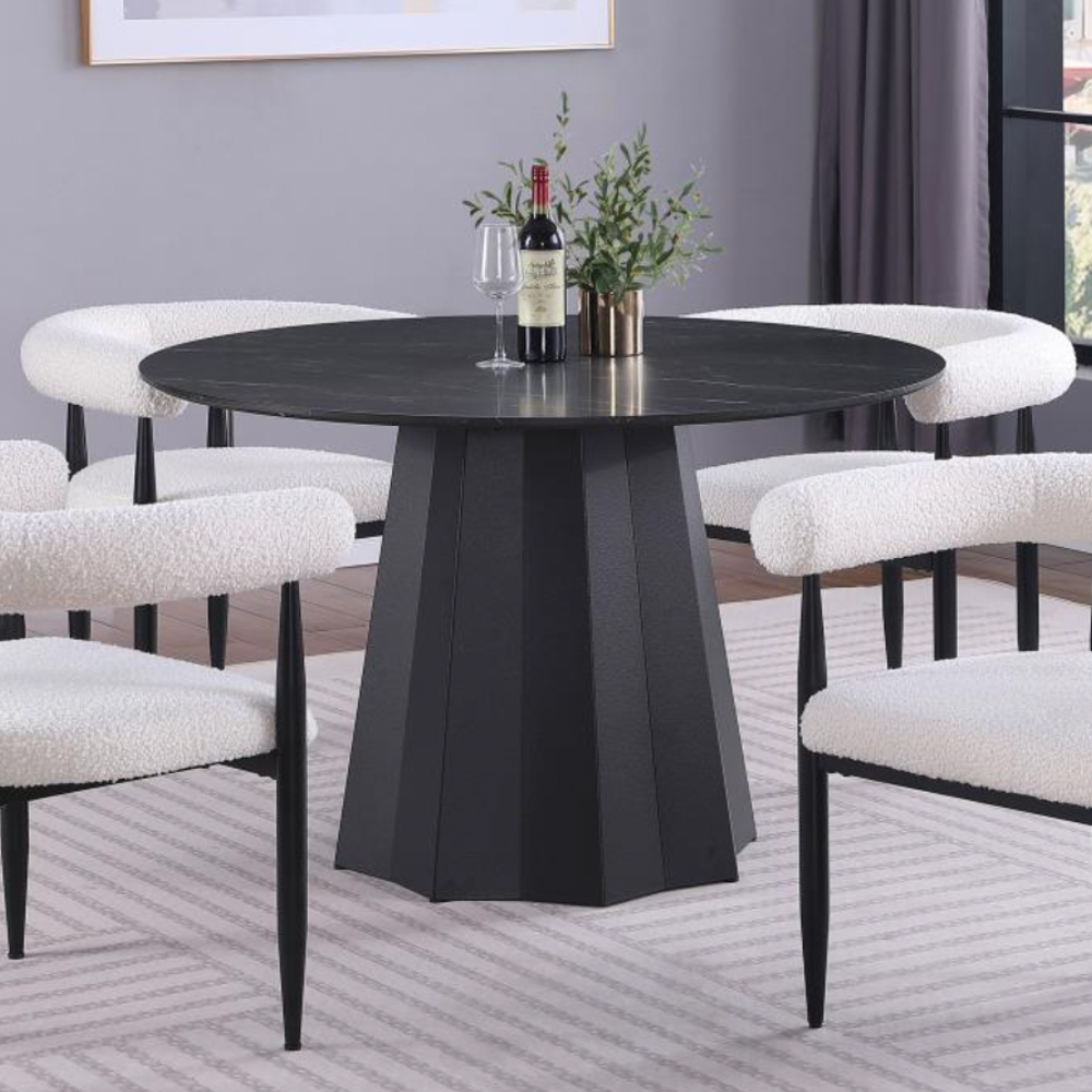 CAMDEN Round 48-inch Faux Marble Top Dining Table