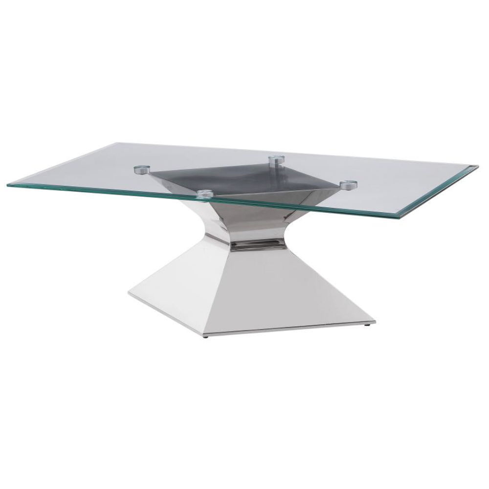 JENNY Glass Top Stainless Steel Coffee Table Chrome