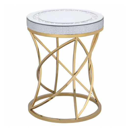 ELISE Mirror Top Stainless Steel End Table Gold