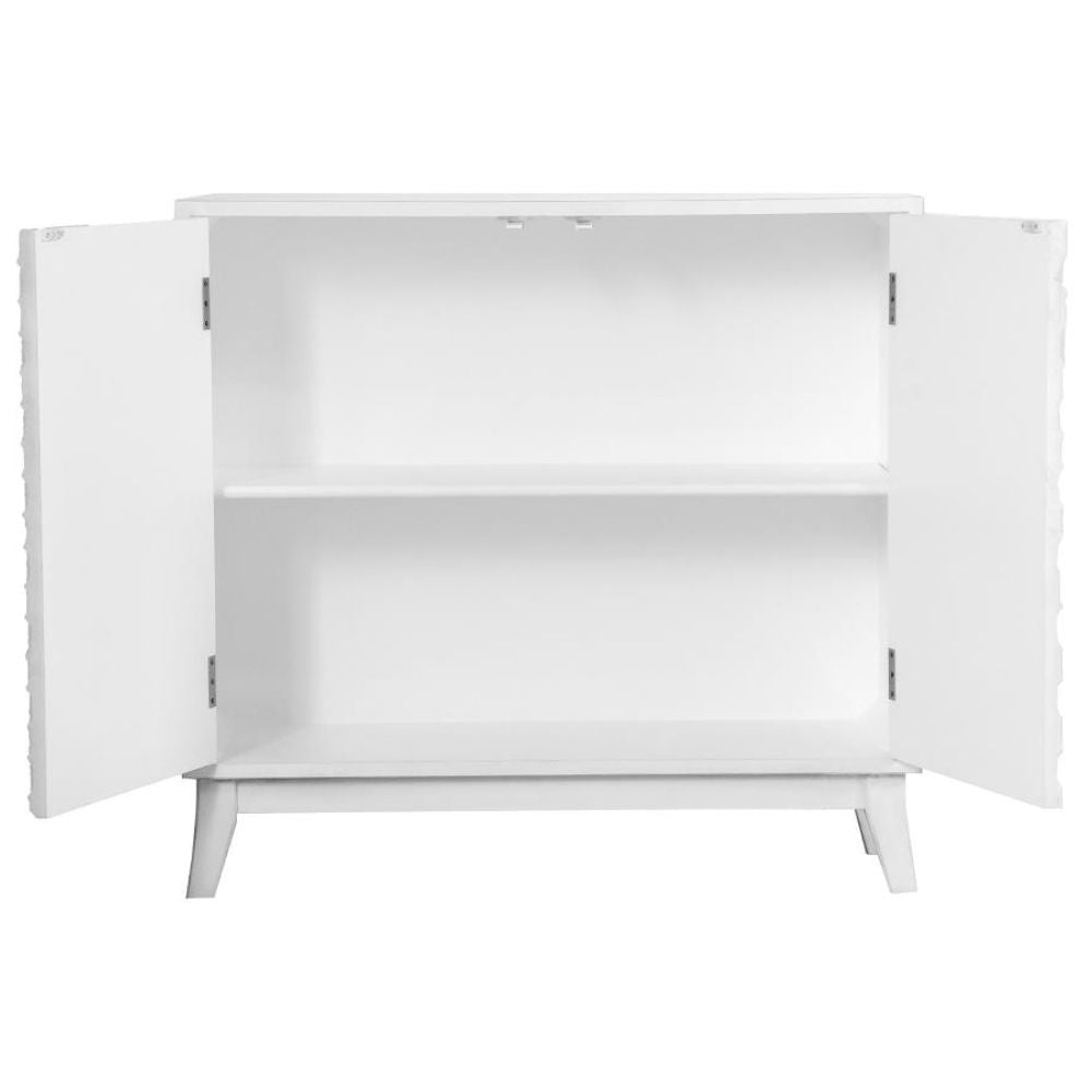 GAMBON 2-door Wood Honeycomb Pattern Accent Cabinet White