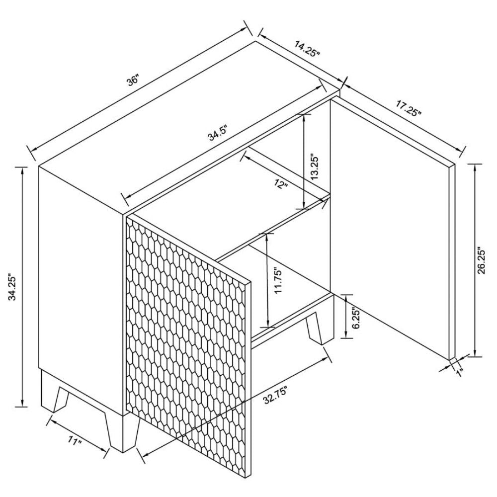GAMBON 2-door Wood Honeycomb Pattern Accent Cabinet White