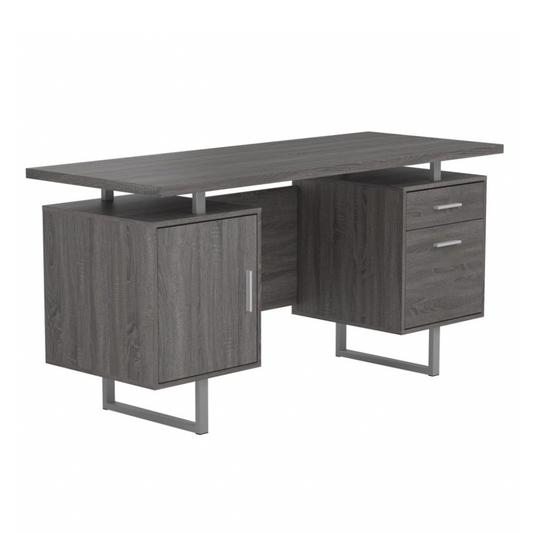 LAWTEY 60-inch 2-drawer Office Computer Desk Grey