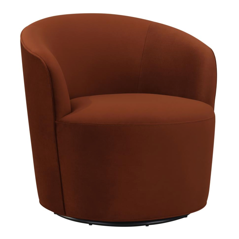 JOYCE Upholstered Barrel Back Swivel Chair Burnt Orange