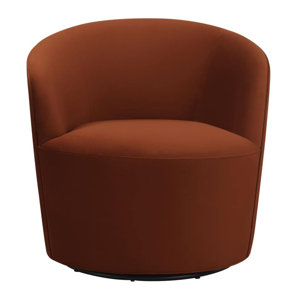 JOYCE Upholstered Barrel Back Swivel Chair Burnt Orange