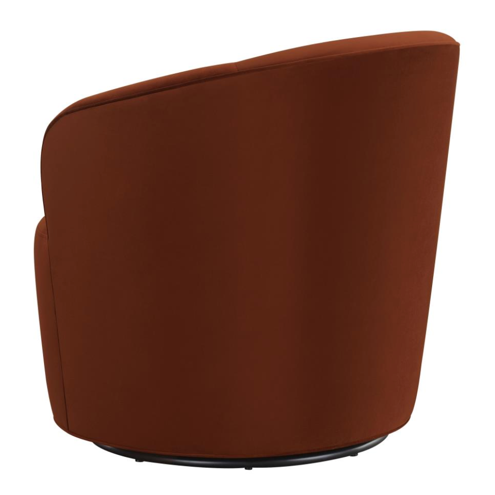JOYCE Upholstered Barrel Back Swivel Chair Burnt Orange