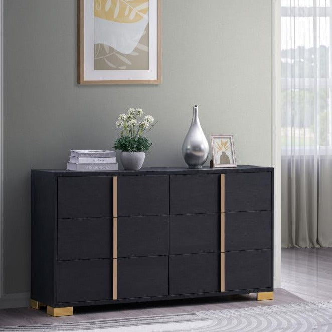 MARCELINE 6-drawer Dresser Black