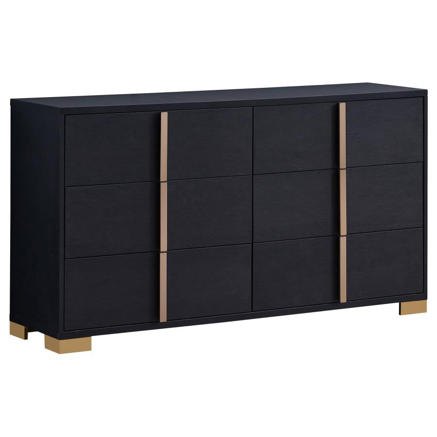 MARCELINE 6-drawer Dresser Black