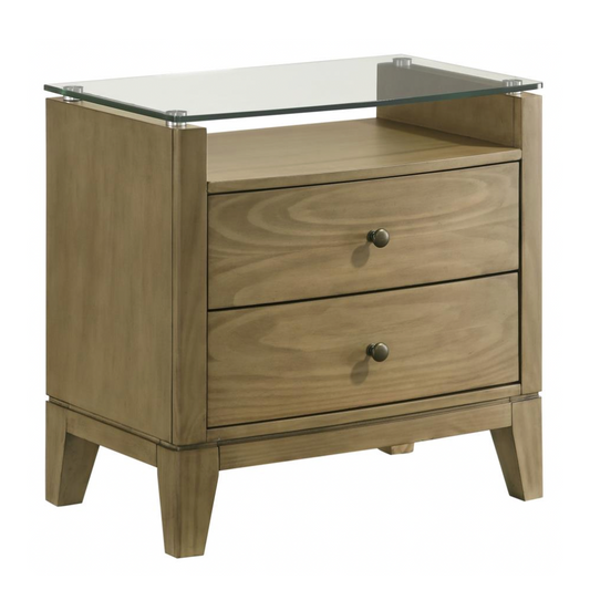 GRANADA 2-drawer Glass Top Nightstand