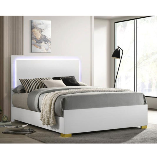 MARCELINE Queen Bed with LED Headboard White