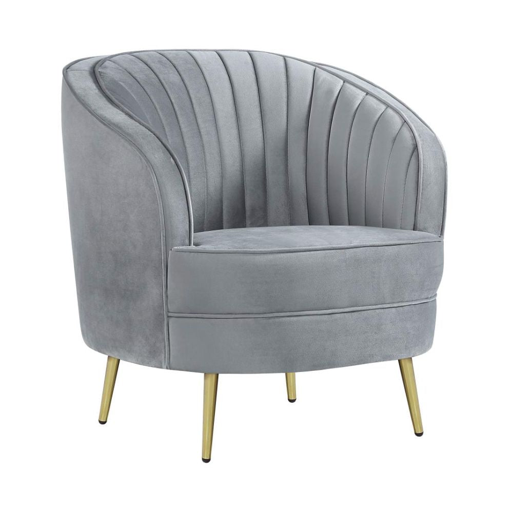 SOPHIA Upholstered Channel Tufted Barrel Accent Chair Grey