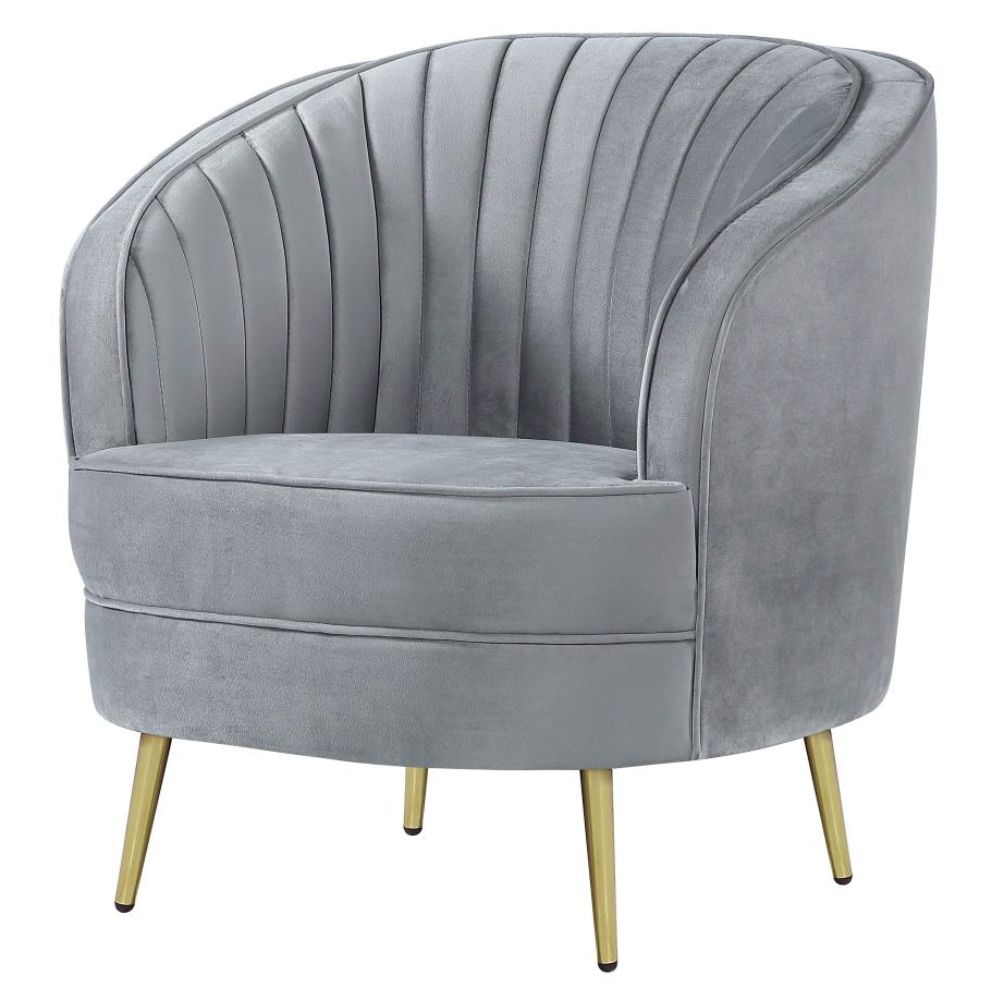 SOPHIA Upholstered Channel Tufted Barrel Accent Chair Grey