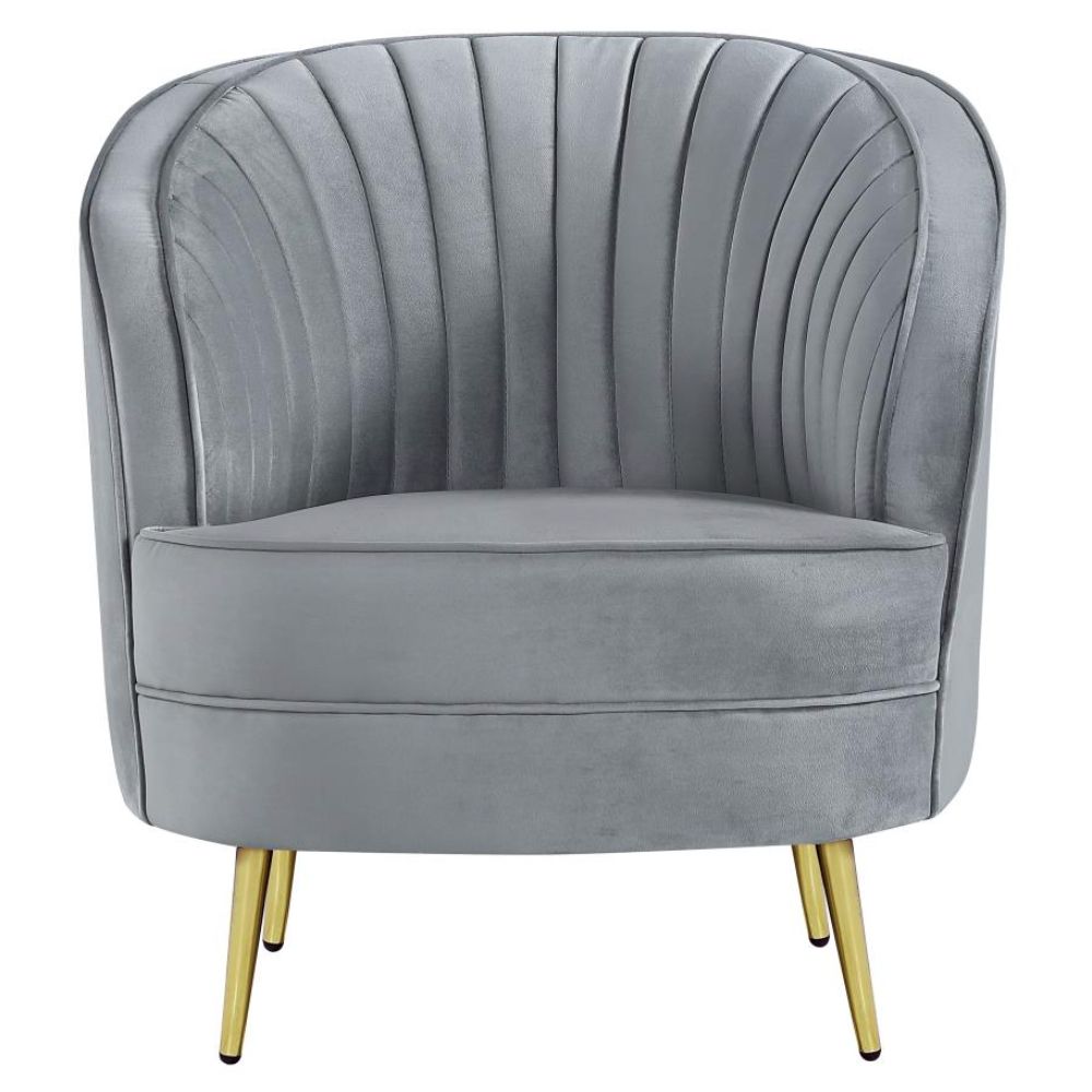 SOPHIA Upholstered Channel Tufted Barrel Accent Chair Grey
