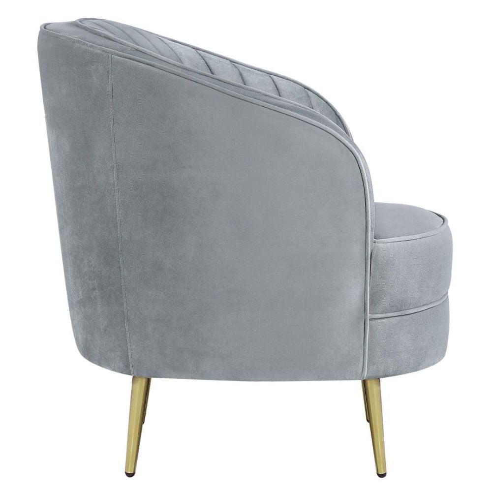 SOPHIA Upholstered Channel Tufted Barrel Accent Chair Grey