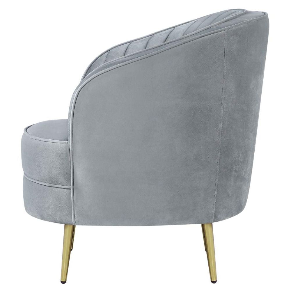 SOPHIA Upholstered Channel Tufted Barrel Accent Chair Grey