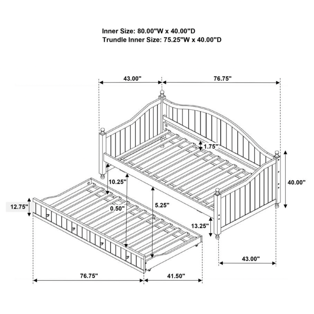 JULIEANN Wood Twin Daybed with Trundle
