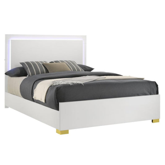 MARCELINE Eastern King Bed with LED Headboard White