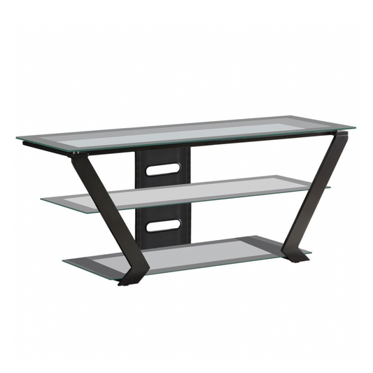 DONLYN 2-tier Metal 50-inch TV Stand with Glass Shelves