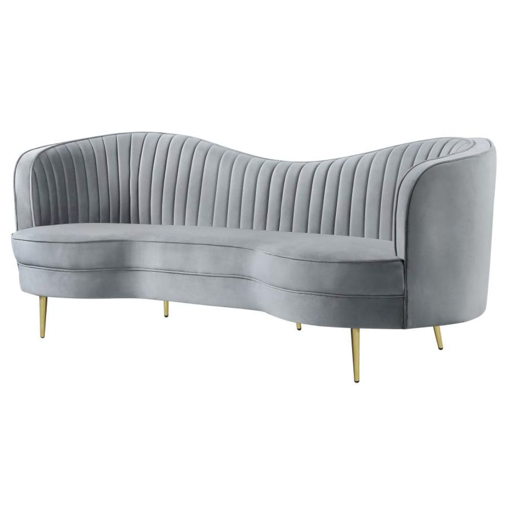 SOPHIA Upholstered Channel Tufted Sofa Grey