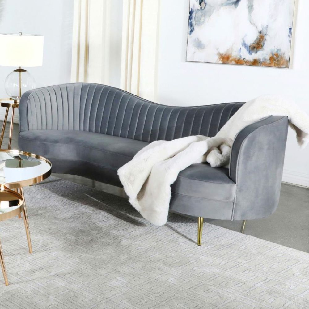 SOPHIA Upholstered Channel Tufted Sofa Grey