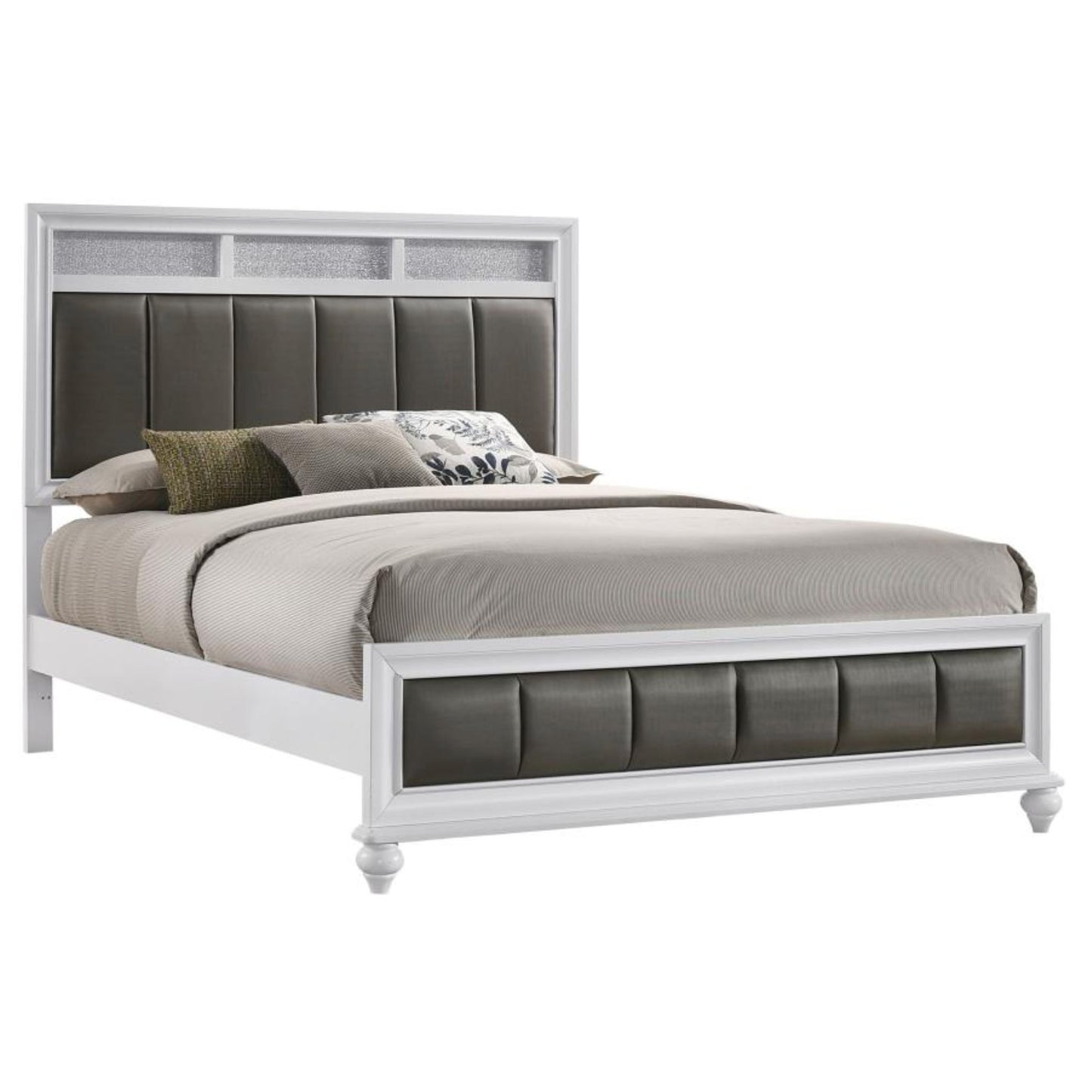 BARZINI Queen Upholstered Bed White