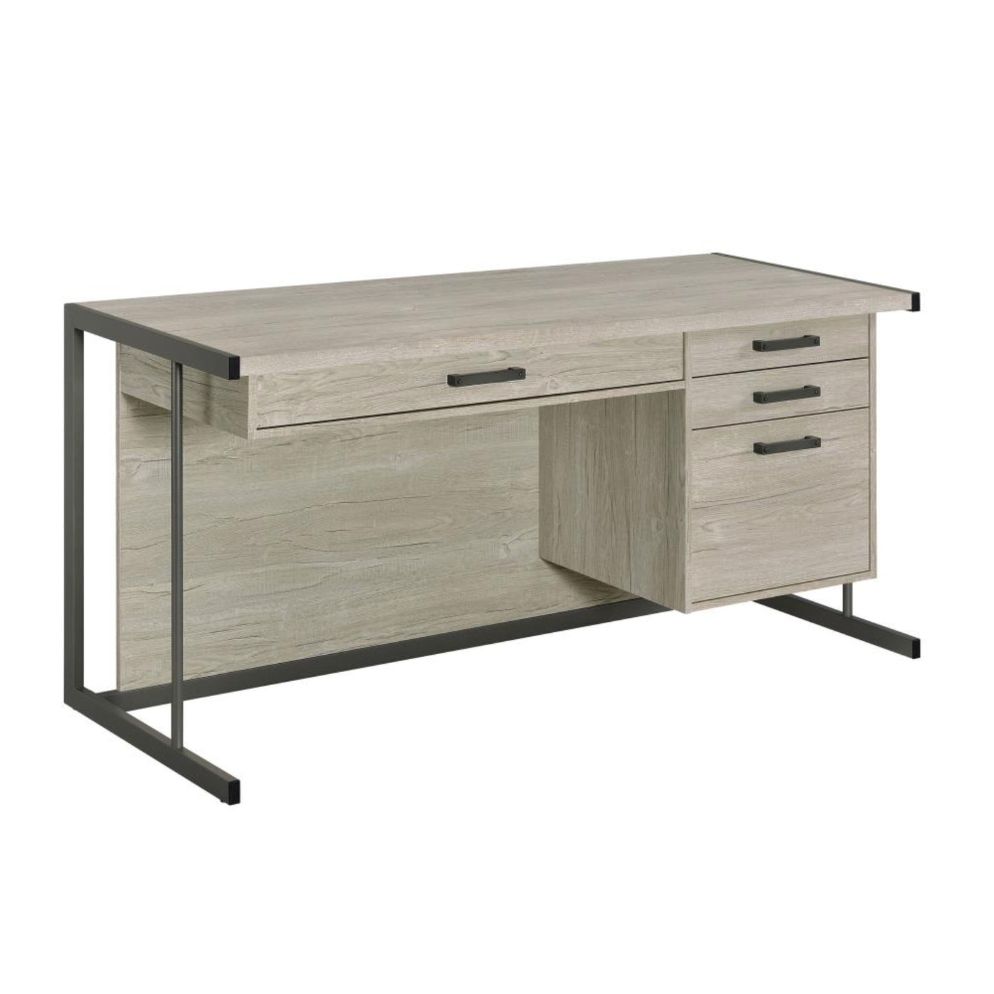 LOOMIS 4-drawer Office Desk Whitewashed Grey