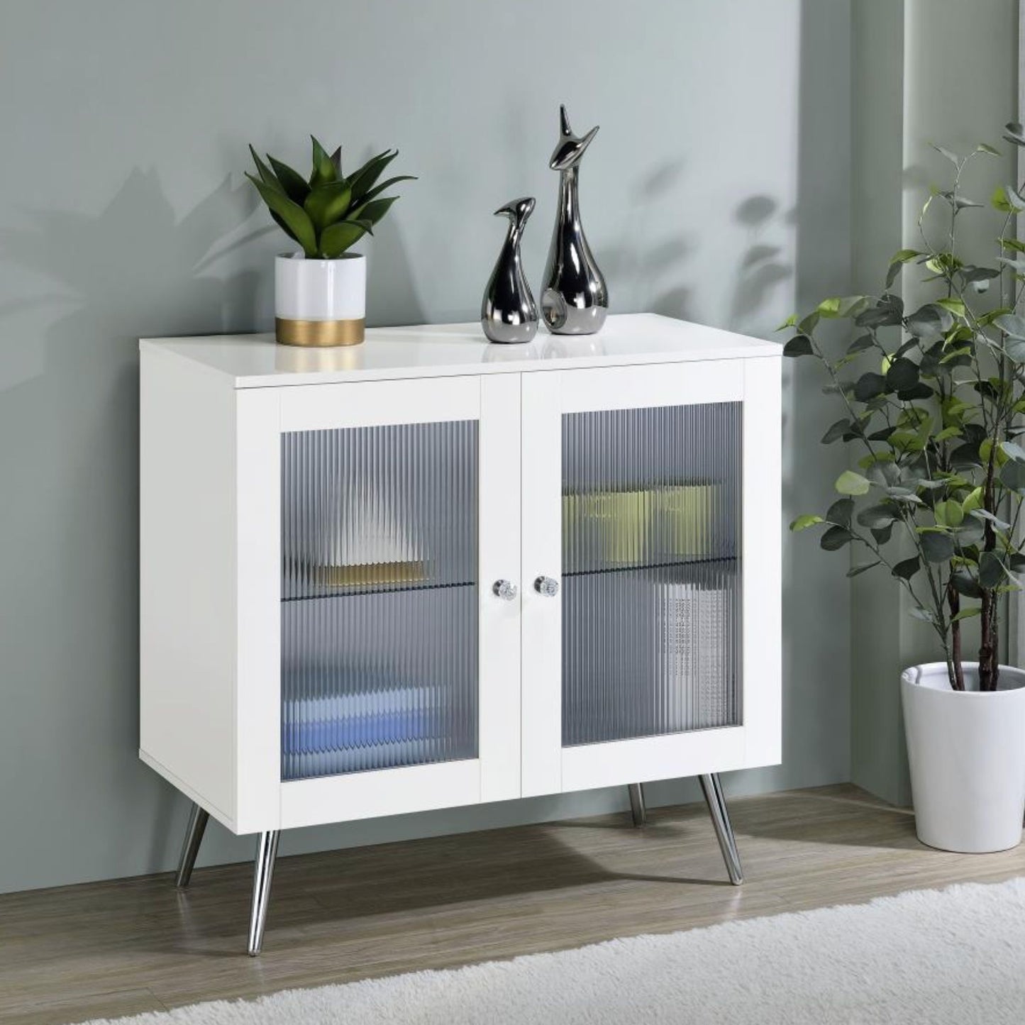 NIETA 2-tier Accent Cabinet with Glass Shelf
