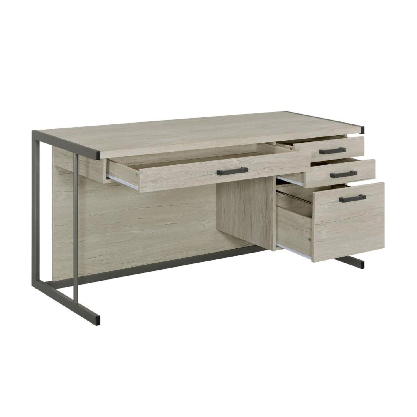 LOOMIS 4-drawer Office Desk Whitewashed Grey