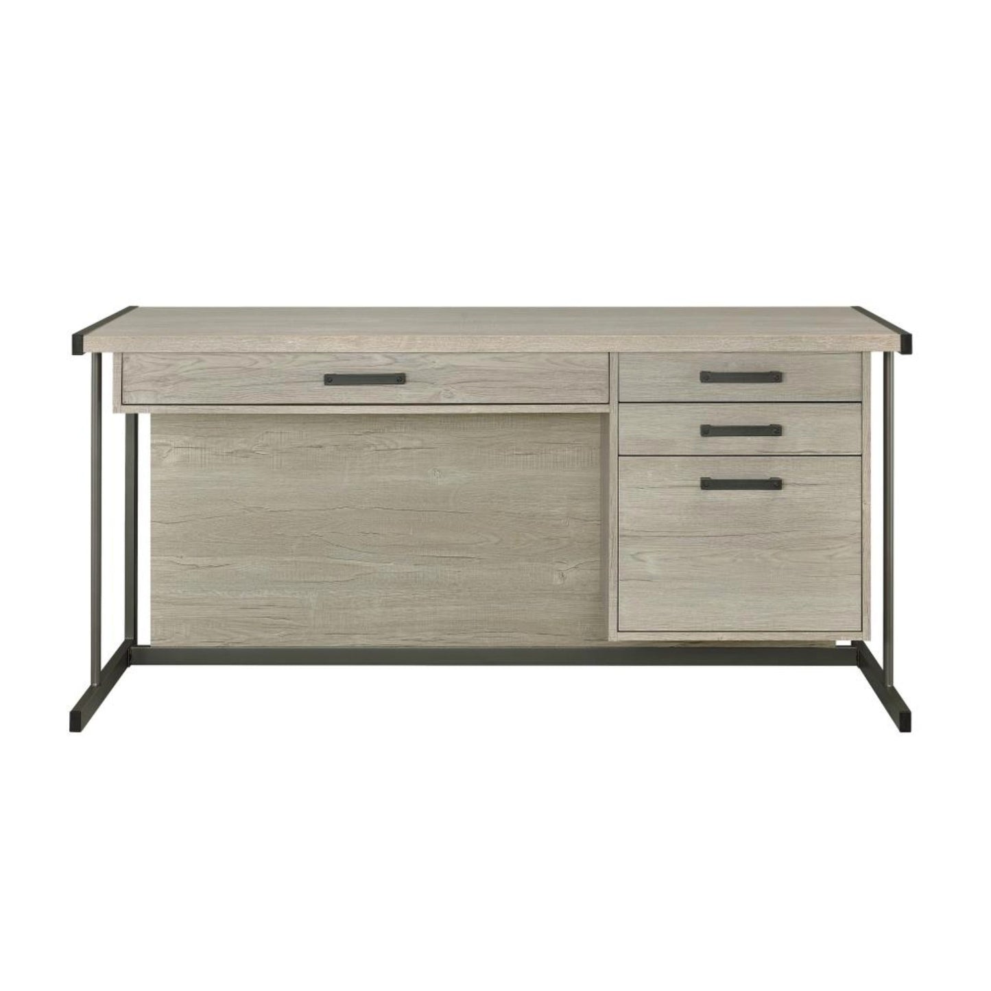 LOOMIS 4-drawer Office Desk Whitewashed Grey