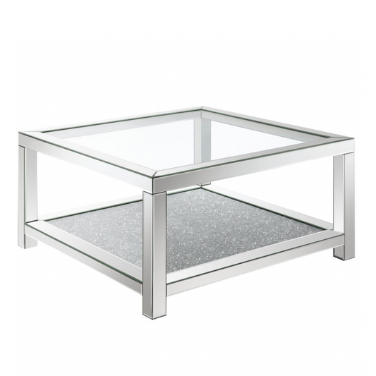 VALENTINA 1-shelf Square Glass Top Coffee Table