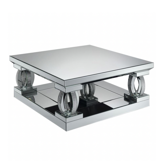 AMALIA Square Mirrored Acrylic Crystal Coffee Table