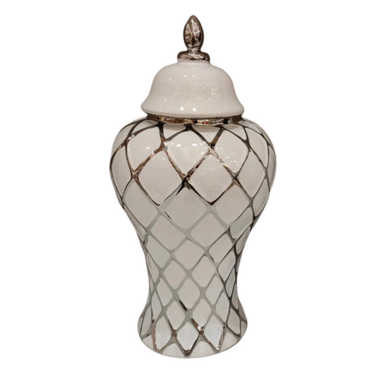 MAGDA 18" Decorative Ginger Jar Vase Silver