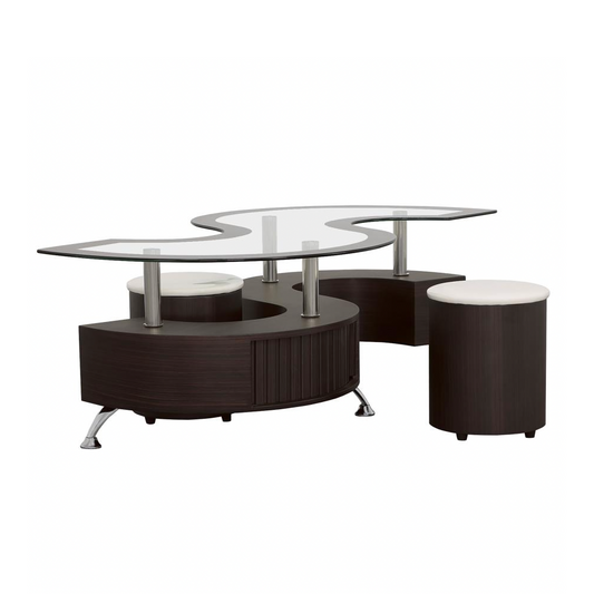 BUCKLEY 3-piece Coffee Table and Stools Set Cappuccino