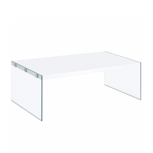 OPAL Rectangular Glass Frame Coffee Table White High Gloss