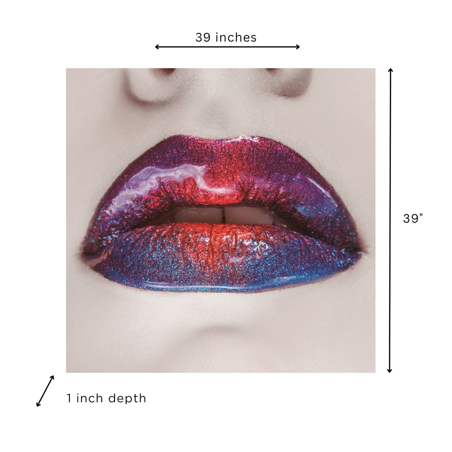 Multicolor Lips with Diamonds Acrylic Print