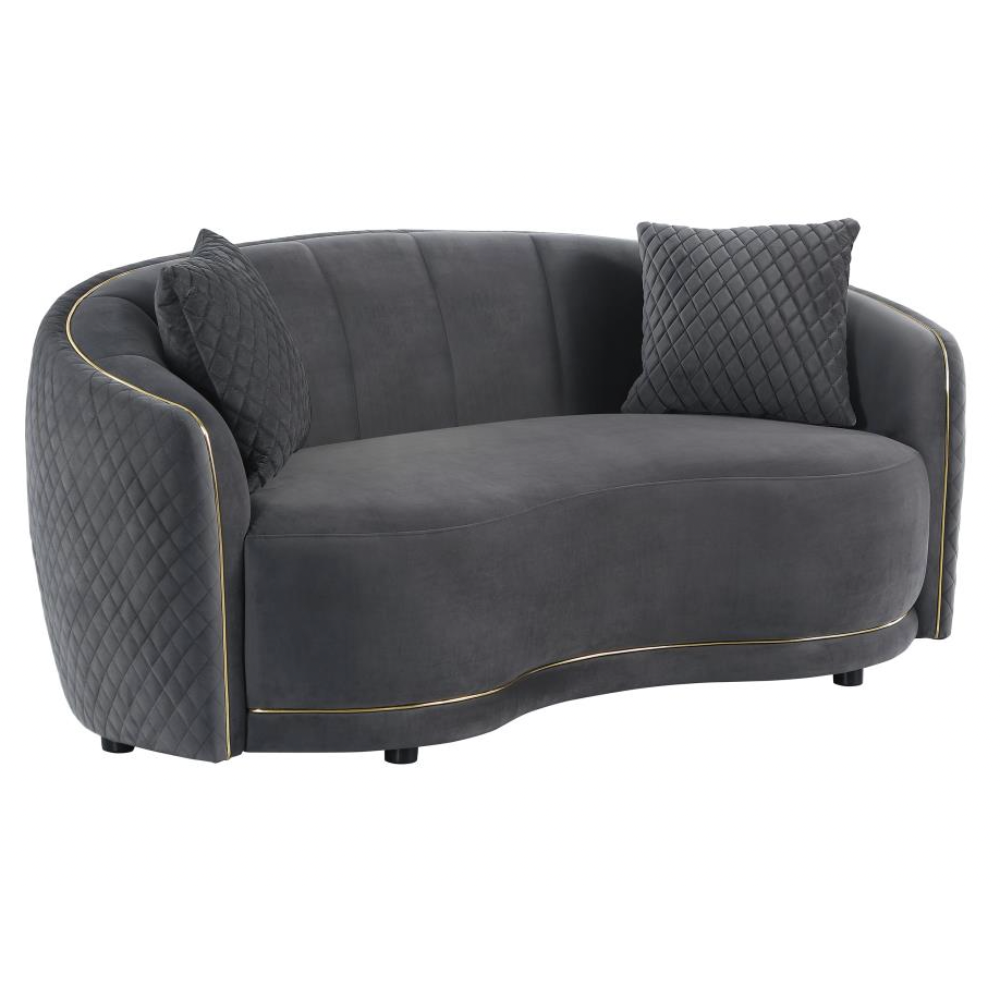 BROOKSIDE 2-piece Velvet Sofa Set Dark Grey