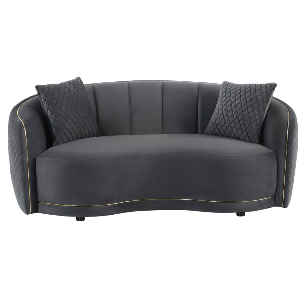 BROOKSIDE 2-piece Velvet Sofa Set Dark Grey