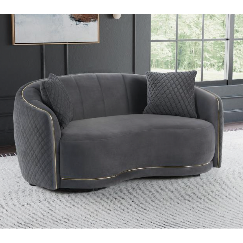 BROOKSIDE 2-piece Velvet Sofa Set Dark Grey
