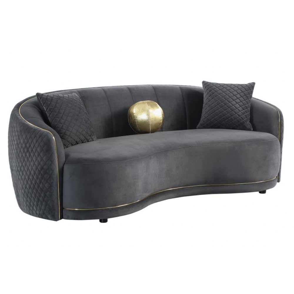 BROOKSIDE 2-piece Velvet Sofa Set Dark Grey