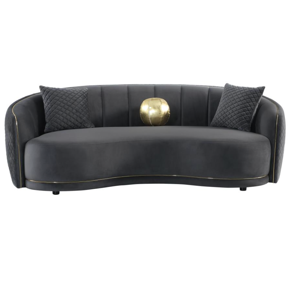 BROOKSIDE 2-piece Velvet Sofa Set Dark Grey