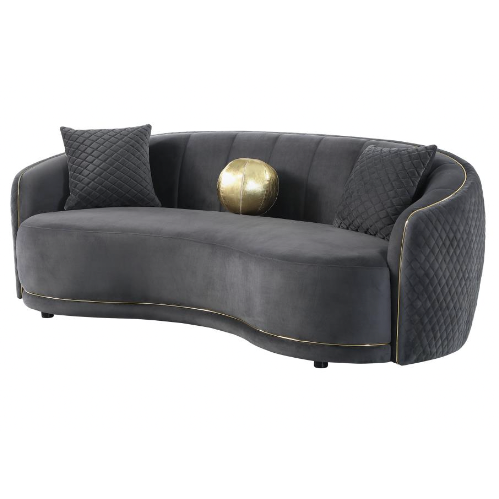 BROOKSIDE Velvet Curved Sofa Dark Grey