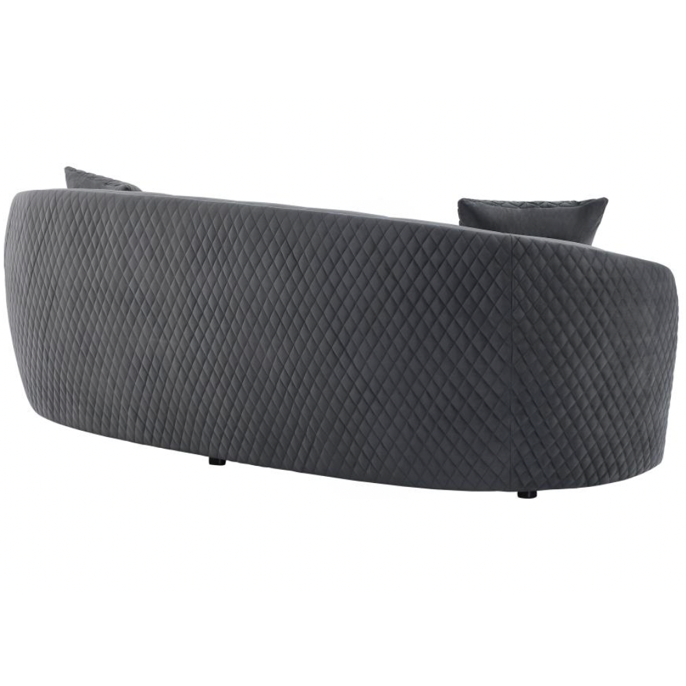 BROOKSIDE Velvet Curved Sofa Dark Grey