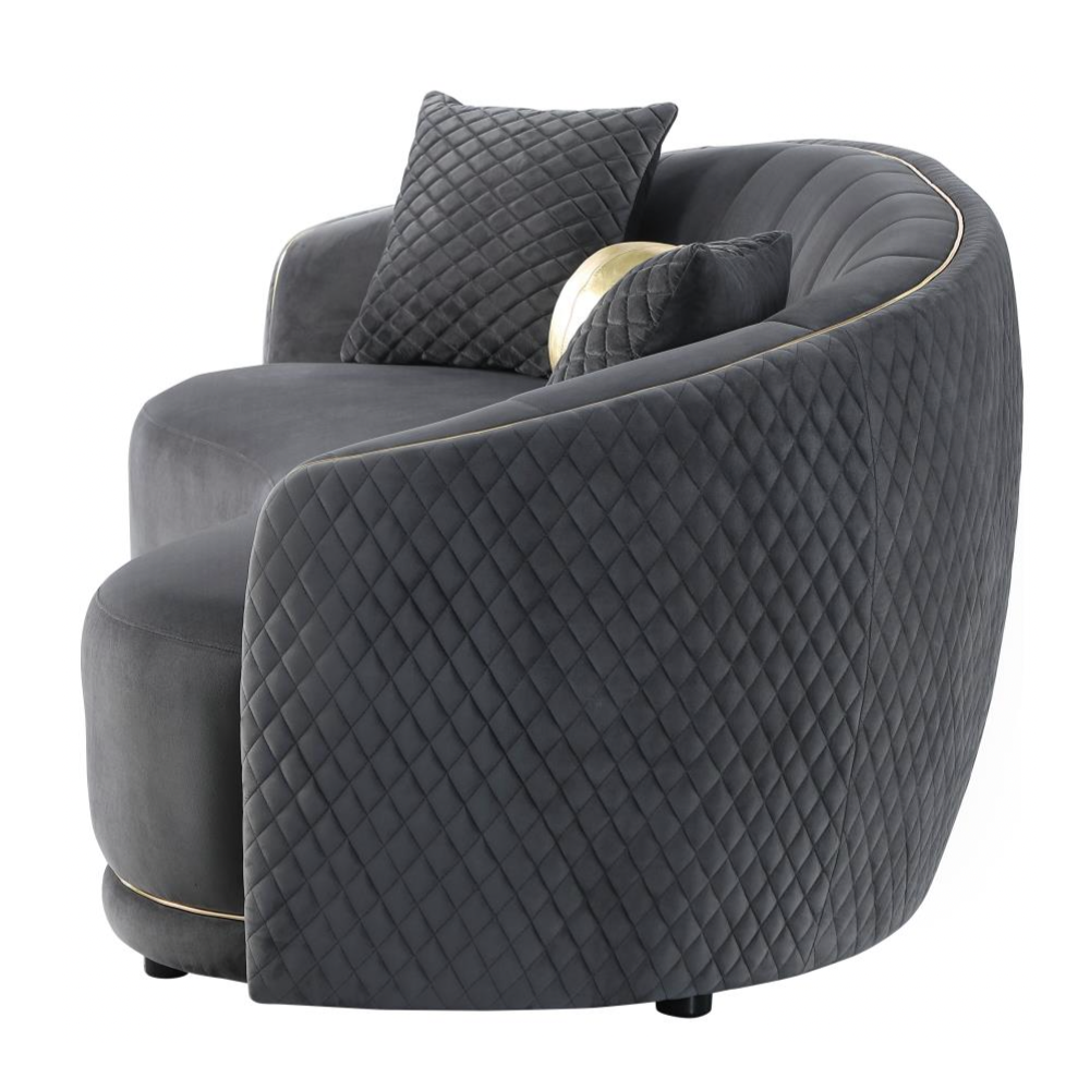 BROOKSIDE Velvet Curved Sofa Dark Grey