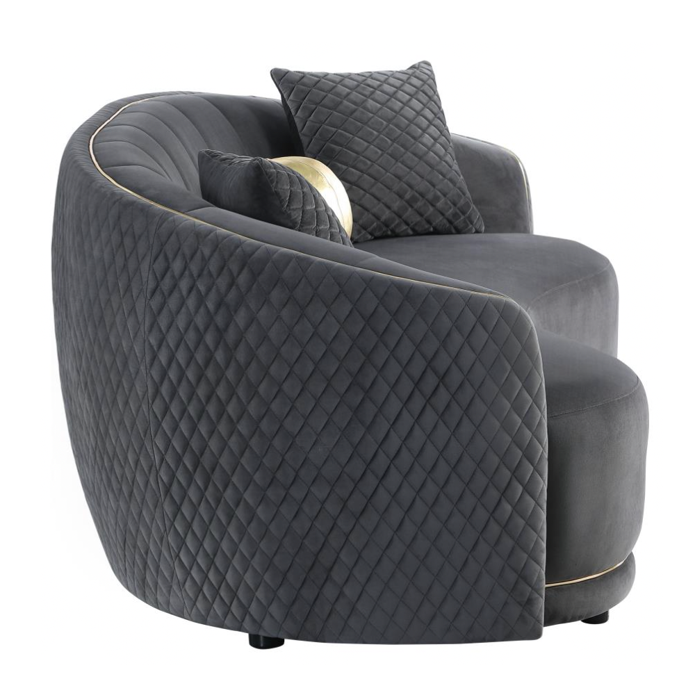 BROOKSIDE Velvet Curved Sofa Dark Grey