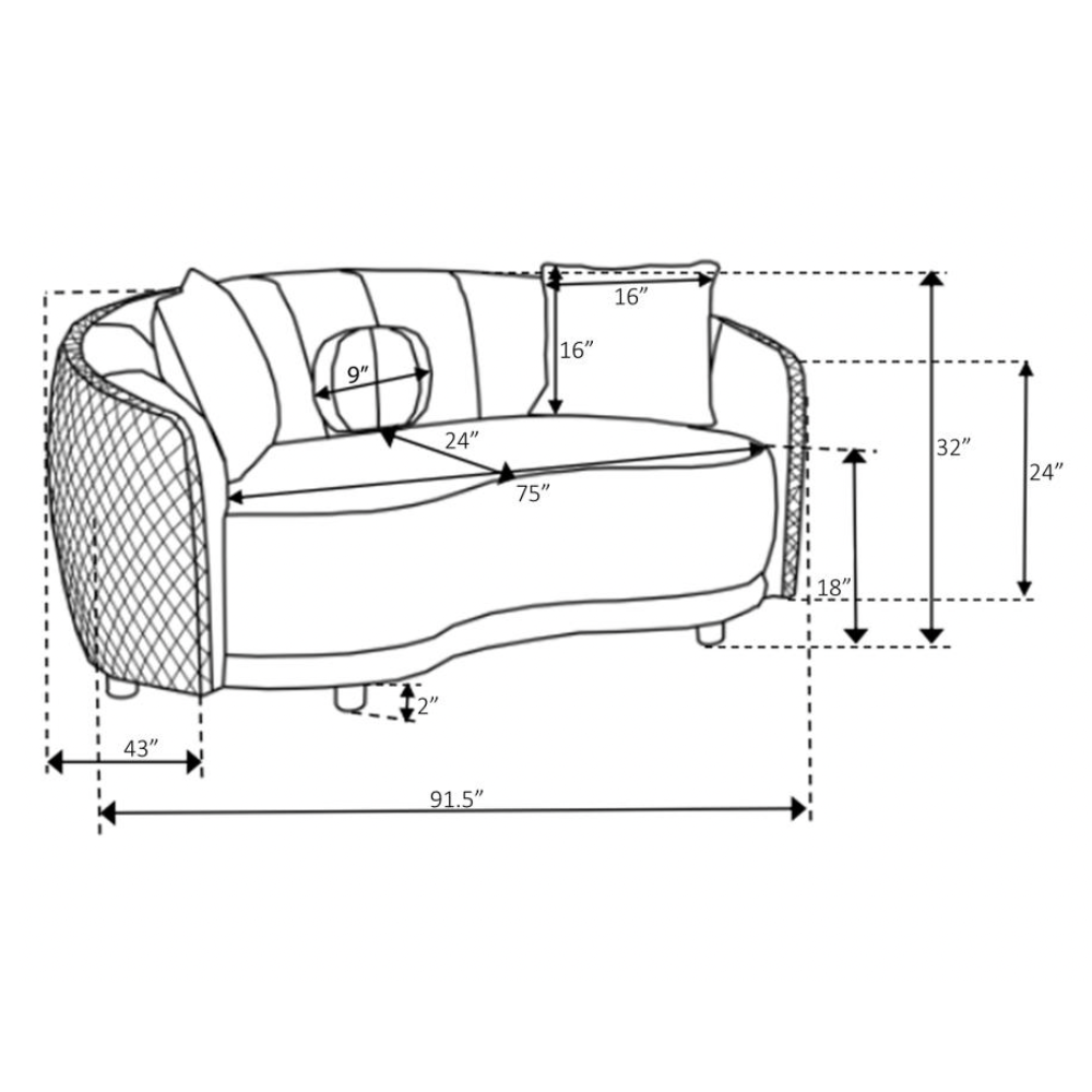BROOKSIDE 2-piece Velvet Sofa Set Dark Grey