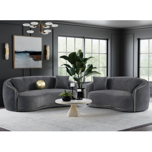 BROOKSIDE 2-piece Velvet Sofa Set Dark Grey